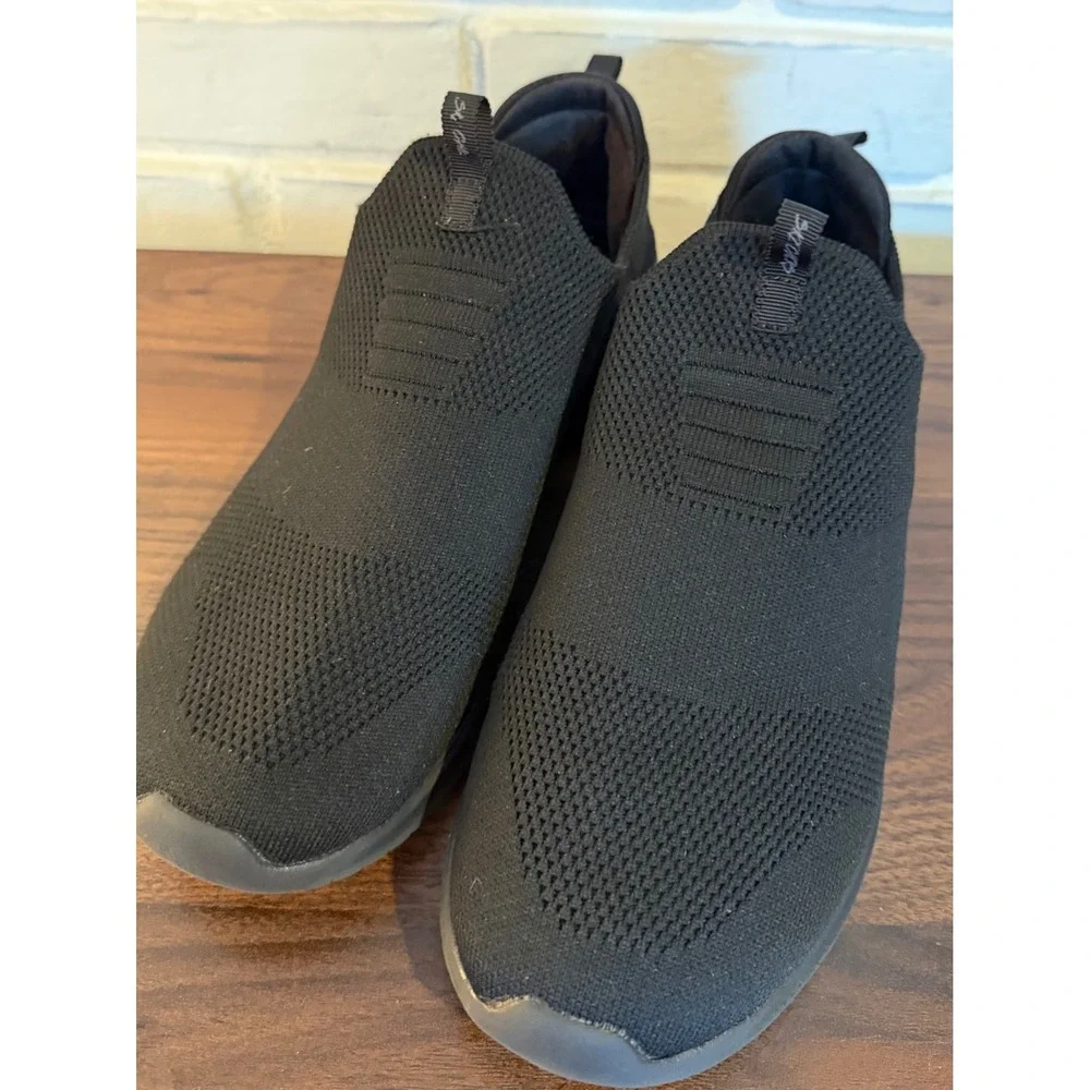 Skechers Ultra Flex Black Slip On Walking Shoes Skech Knit Mesh Sneakers Walking